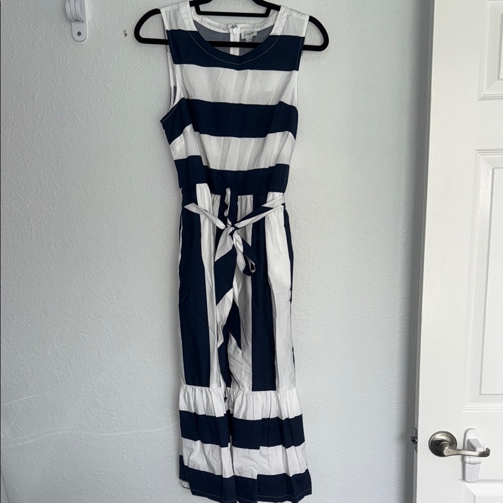 J. Crew Navy and White Striped Dress